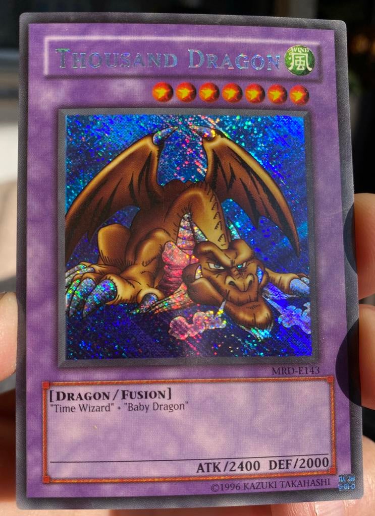 Yu-Gi-Oh! Thousand Dragon MRD Old Reverse Foil Misprint !, Ophalen of Verzenden, Gebruikt, Losse kaart, Foil