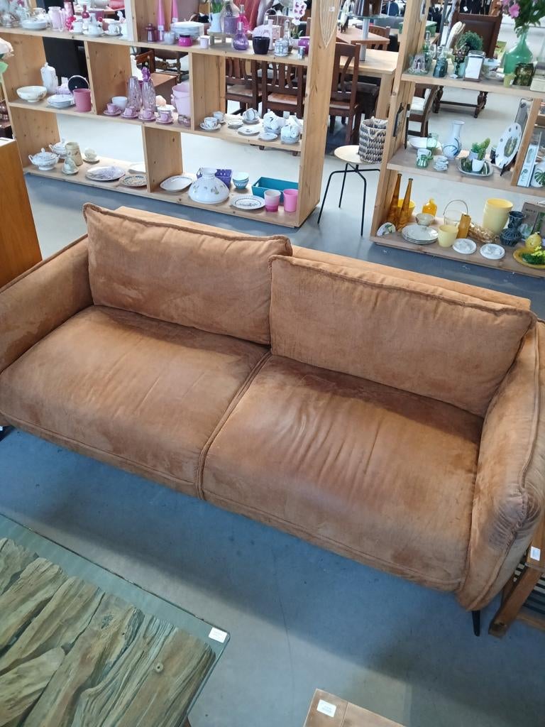 Cognackleurige bank - Estafette Harlingen, Ophalen, Gebruikt, Stoer, Tweepersoons