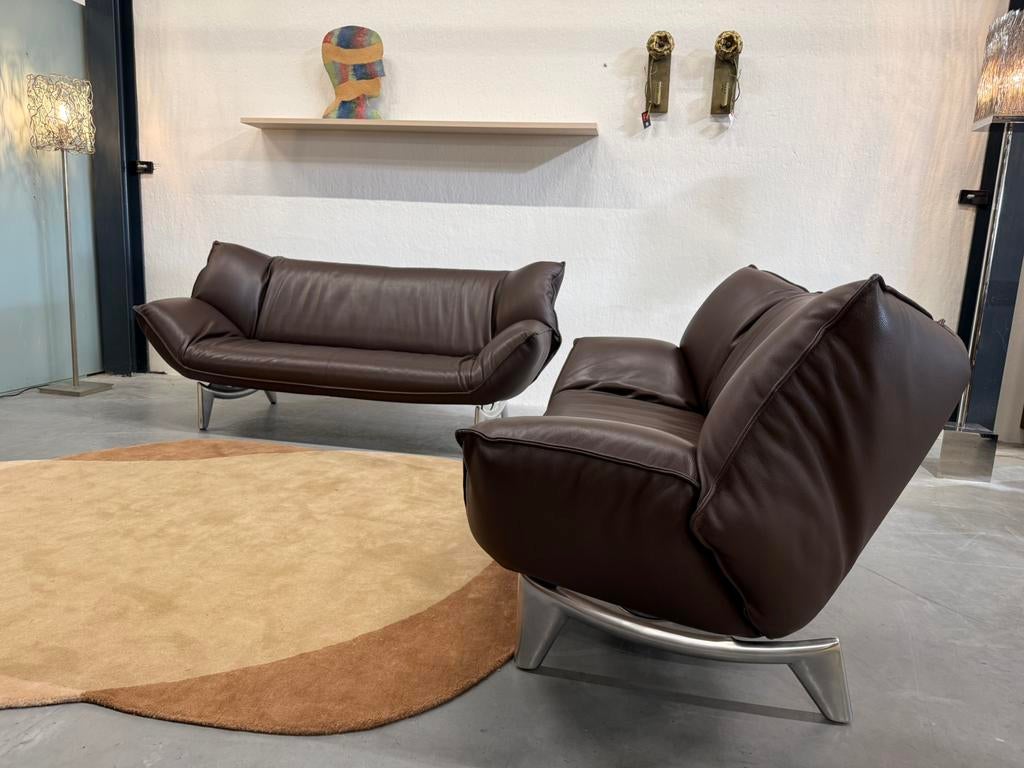 2 Leolux Tango Bank 3 & 2 zits Senso Chicco leer bruin, Driepersoons, Ophalen of Verzenden, Rechte bank, Pode Evidence