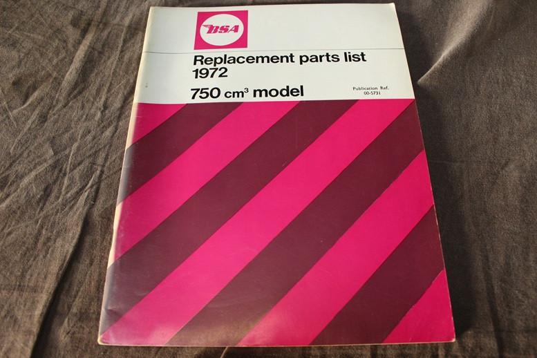 BSA A75 Rocket 1972 motorcycle parts list 750cc triple, Motoren, Ophalen of Verzenden, Overige merken