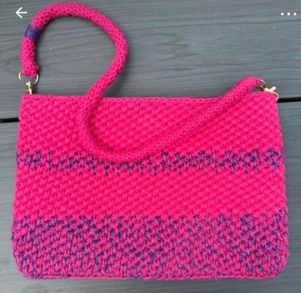 Handgemaakte gehaakte handtas - Roze/Paars, Ophalen of Verzenden, Nieuw, Roze, Handtas