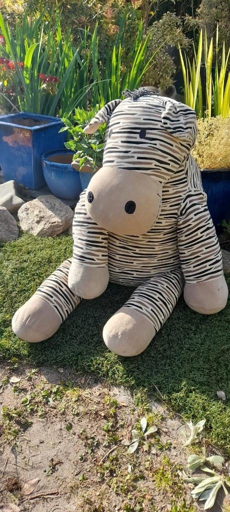 HAPPY HORSE ZEBRA ZITA MEGAGROOT VELOURS WIT /GRIJS, Kinderen en Baby's, Speelgoed | Knuffels en Pluche, Ophalen of Verzenden
