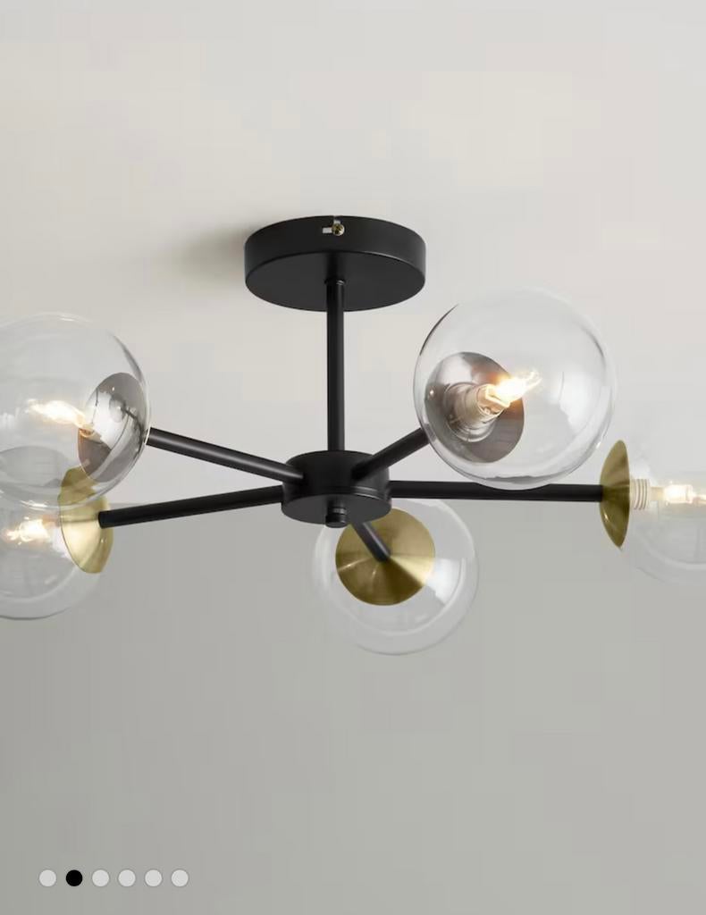 MADE globe lamp zwart metaal rookglas messing, Ophalen, Zo goed als nieuw, Metaal