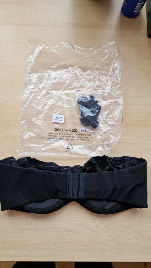 Zwarte strapless BH 38/85E, Ophalen of Verzenden, Zwart, BH