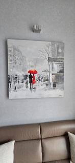 Schilderij met rood paraplu, Ophalen