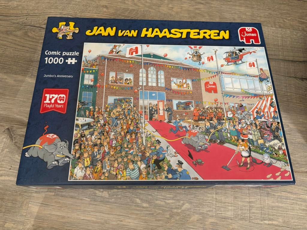 Van Haasteren puzzel Jumbo’s Anniversary!, Ophalen of Verzenden, 500 t/m 1500 stukjes, Zo goed als nieuw