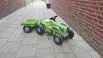 Kiddy Futura tractor groen met aanhanger, Ophalen