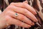 14 Karaat Lady Di Ring Met Saffier En Diamant, Nieuw, Ophalen of Verzenden, Kleiner dan 17, Dame
