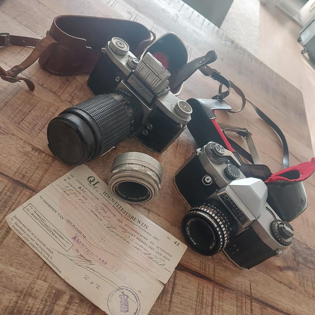 Twee Praktica analoge camera's met lenzen, Ophalen of Verzenden, Gebruikt, Spiegelreflex, Overige Merken