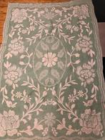 VINTAGE GROEN BEIGE WOLLEN DEKEN., Gebruikt, Tweepersoons, Ophalen of Verzenden, Deken of Dekbed