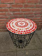 Prachtig DIY mozaïek tafeltje / mand, Ophalen, Minder dan 55 cm, Rond, Zo goed als nieuw
