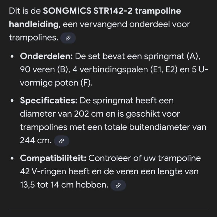 Nieuw trampoline doek 202 cm voor Songmics STR142-2, Ophalen, Nieuw