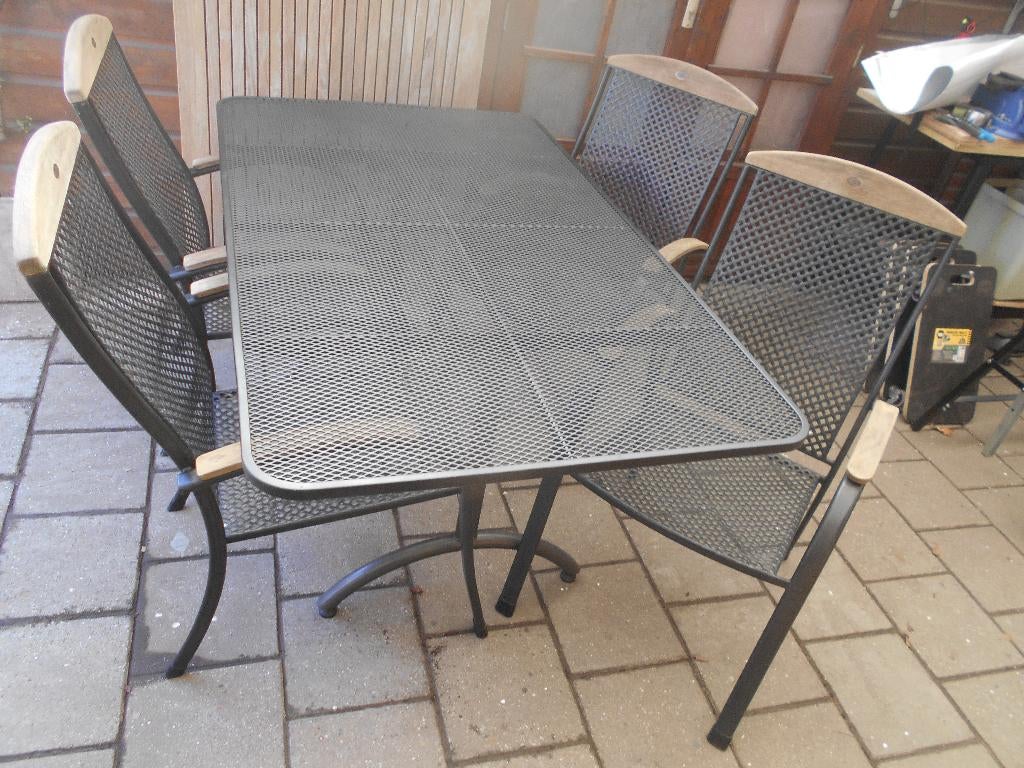 nette metalen Royal Garden tuinset met opklapbare tafel, Tuin en Terras, Tuinsets en Loungesets, Ophalen, Zo goed als nieuw, Tuinset