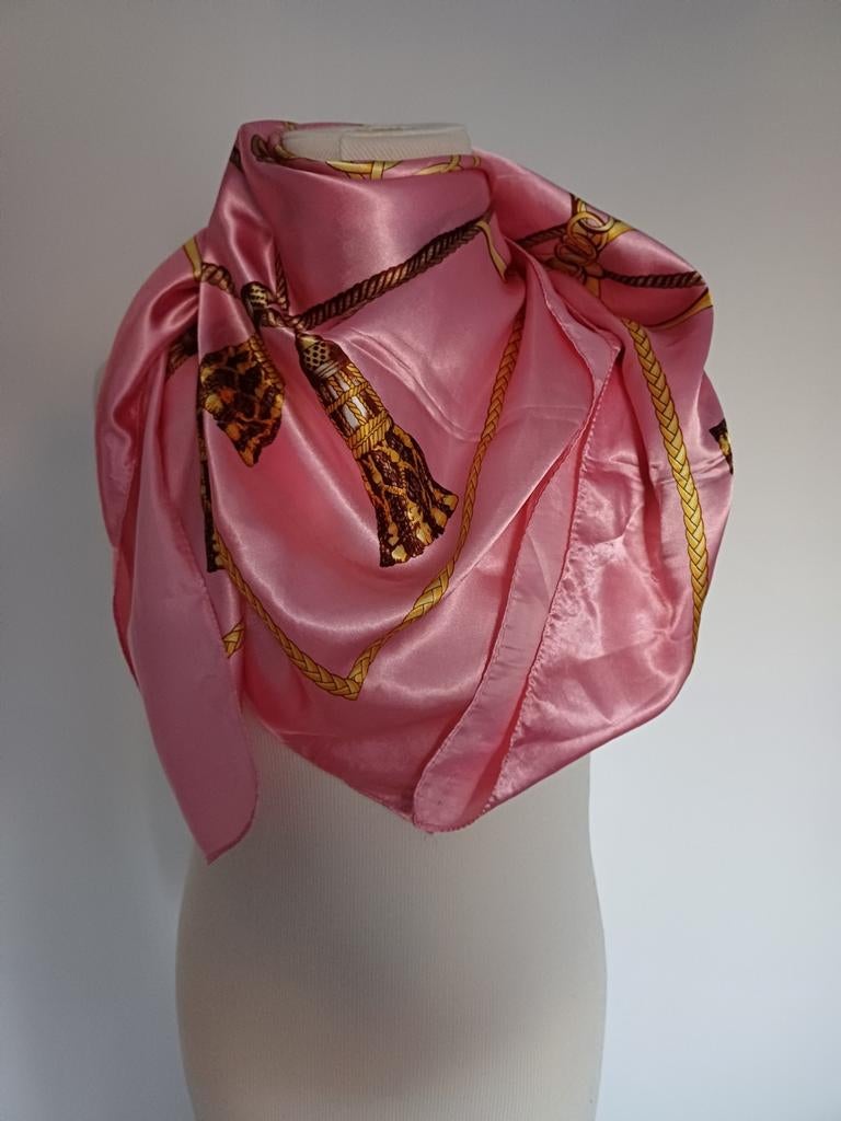 Roze sjaal met gouden patroon, Ophalen of Verzenden