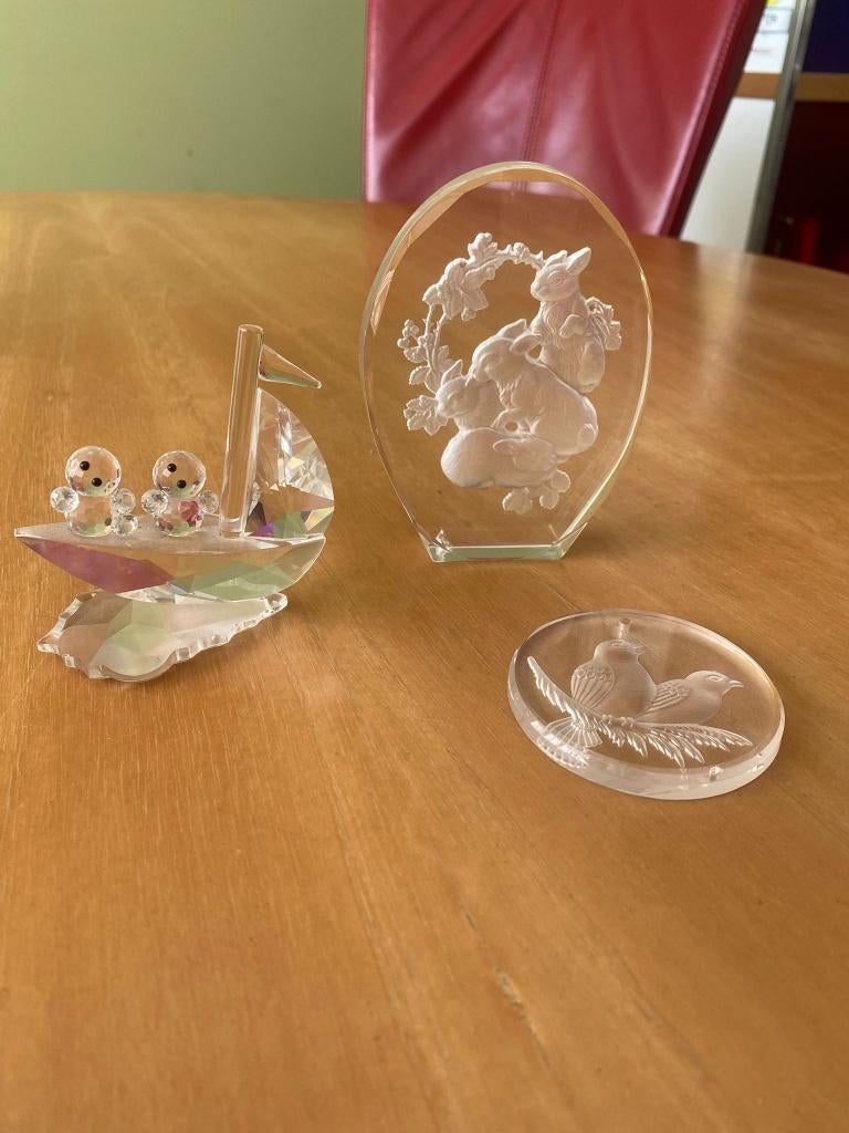 3 kristal beelden / Swarovski / Steuben, Verzamelen, Beelden en Beeldjes, Ophalen, Zo goed als nieuw, Overige typen
