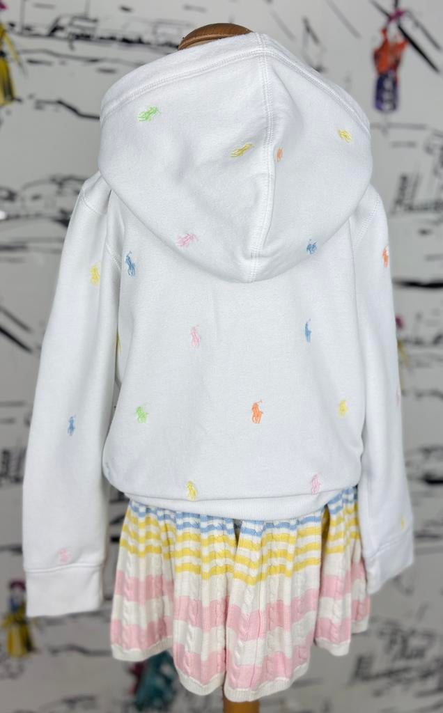 Ralph Lauren wit hoodie vest met logopaardjes maat 8-10, Kinderen en Baby's, Kinderkleding | Maat 128, Trui of Vest, Zo goed als nieuw