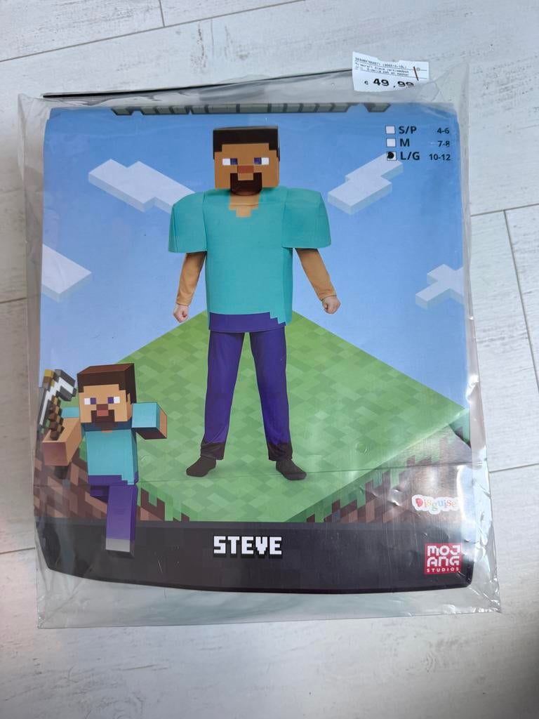 Minecraft Steve Verkleedset - 10/12 jaar), Ophalen, Zo goed als nieuw, 146 t/m 152, Jongen