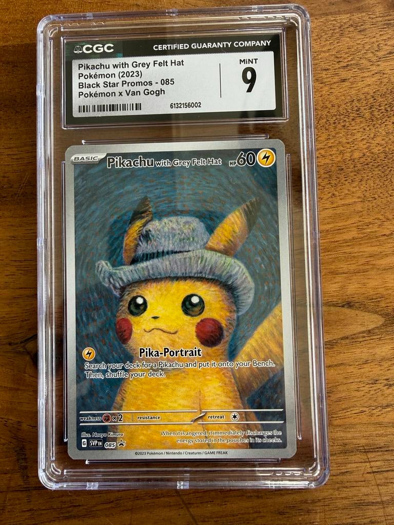 Pikachu with grey felt hat #085 CGC 9 Pokémon Kaart, Ophalen, Nieuw, Losse kaart