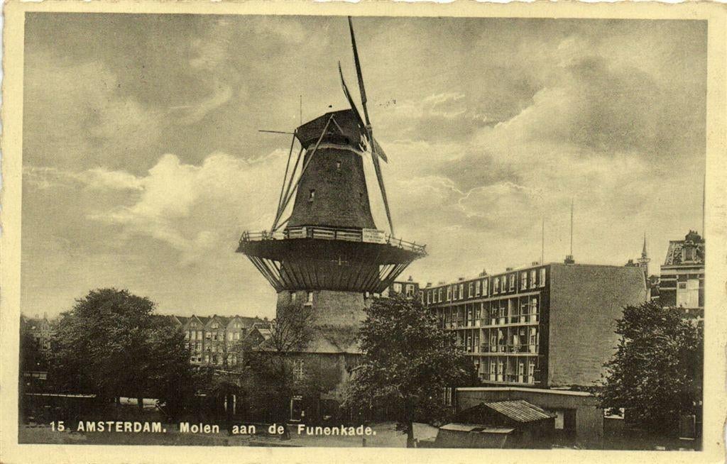 Amsterdam. Molen aan de Funenkade. - gelopen, Verzenden, 1940 tot 1960, Gelopen, Noord-Holland