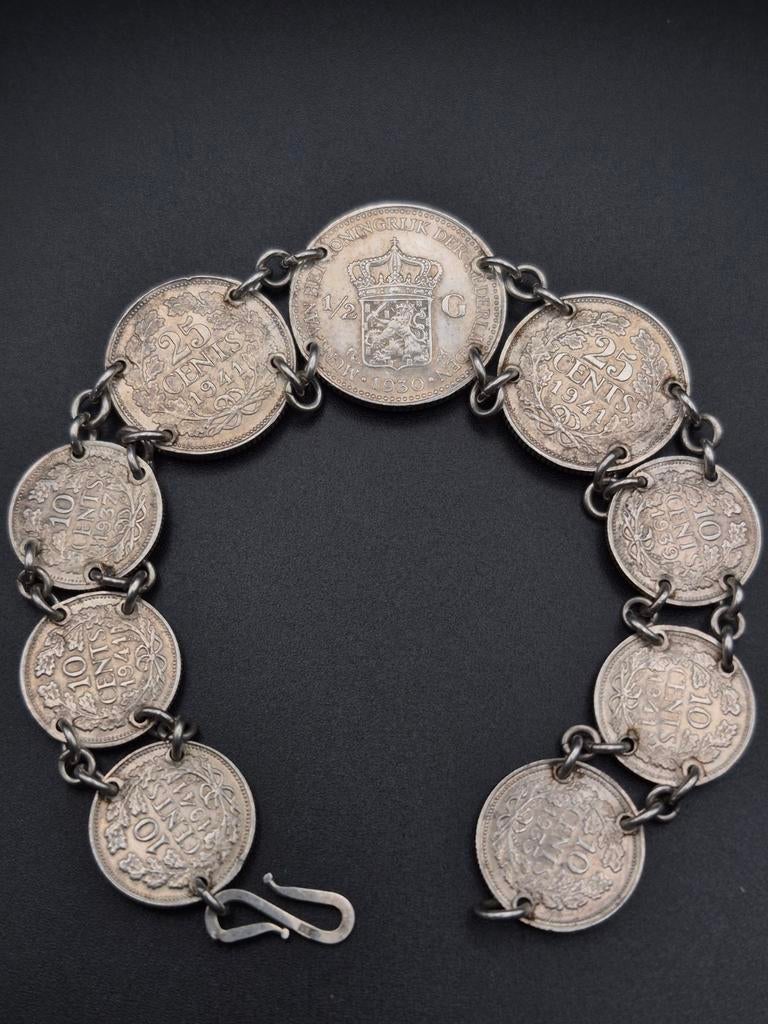 Armband met Nederlandse Zilveren Guldens - 24 Gram, Onbekend (Handgemaakt), Gebruikt, Niet van toepassing, Niet van toepassing
