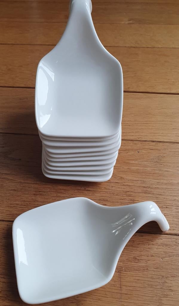 Amuse lepels 12 stuks wit vierkant porselein, Overige typen, Nieuw, Ophalen of Verzenden, Effen