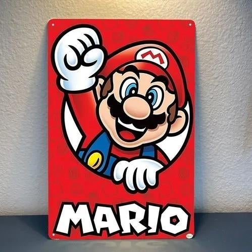 Vintage metalen bordje Super Mario (40x30cm), Ophalen of Verzenden, Nieuw, Reclamebord