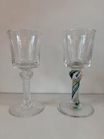 2 glazen – Siem van der Marel – slingerglazen – 18 cm, Ophalen of Verzenden