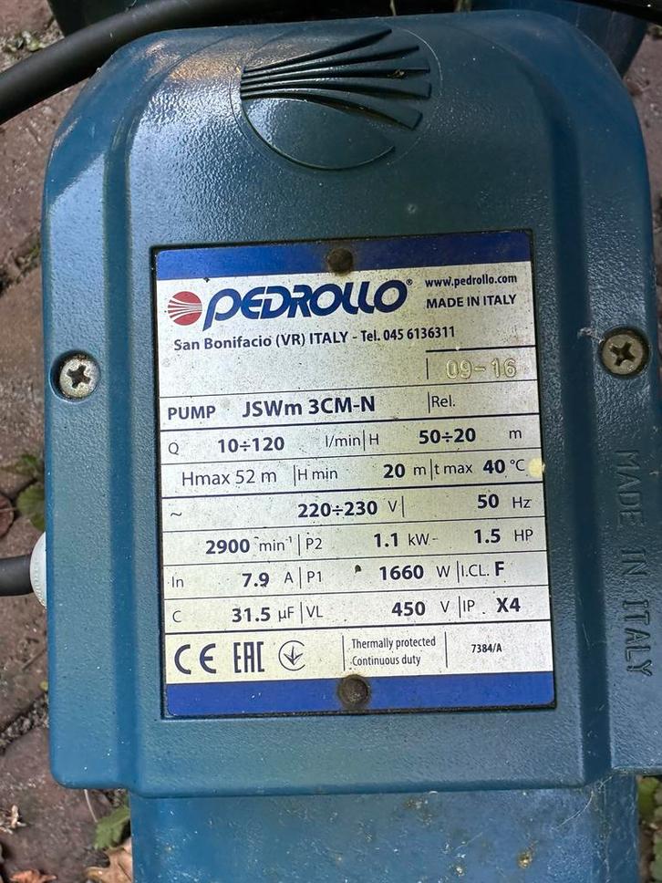 Pedrollo JSWm 3CM-N grondwaterpomp, Tuin en Terras, Waterpompen, Gebruikt, Elektrisch, Bronpomp, Ophalen