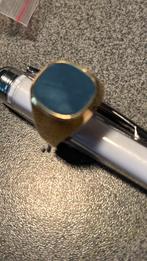 Gouden herenring met blauw lagensteen, 20 of groter, Heer, Nieuw, Ophalen of Verzenden