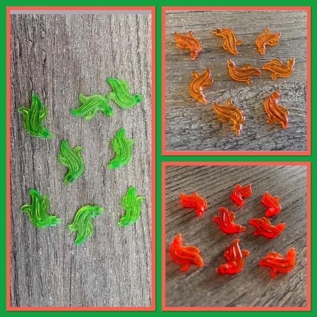 lego 8x vlam, pluim, veer doorzichtig oranje, groen of neon, Lego, Nieuw, Ophalen of Verzenden, Losse stenen