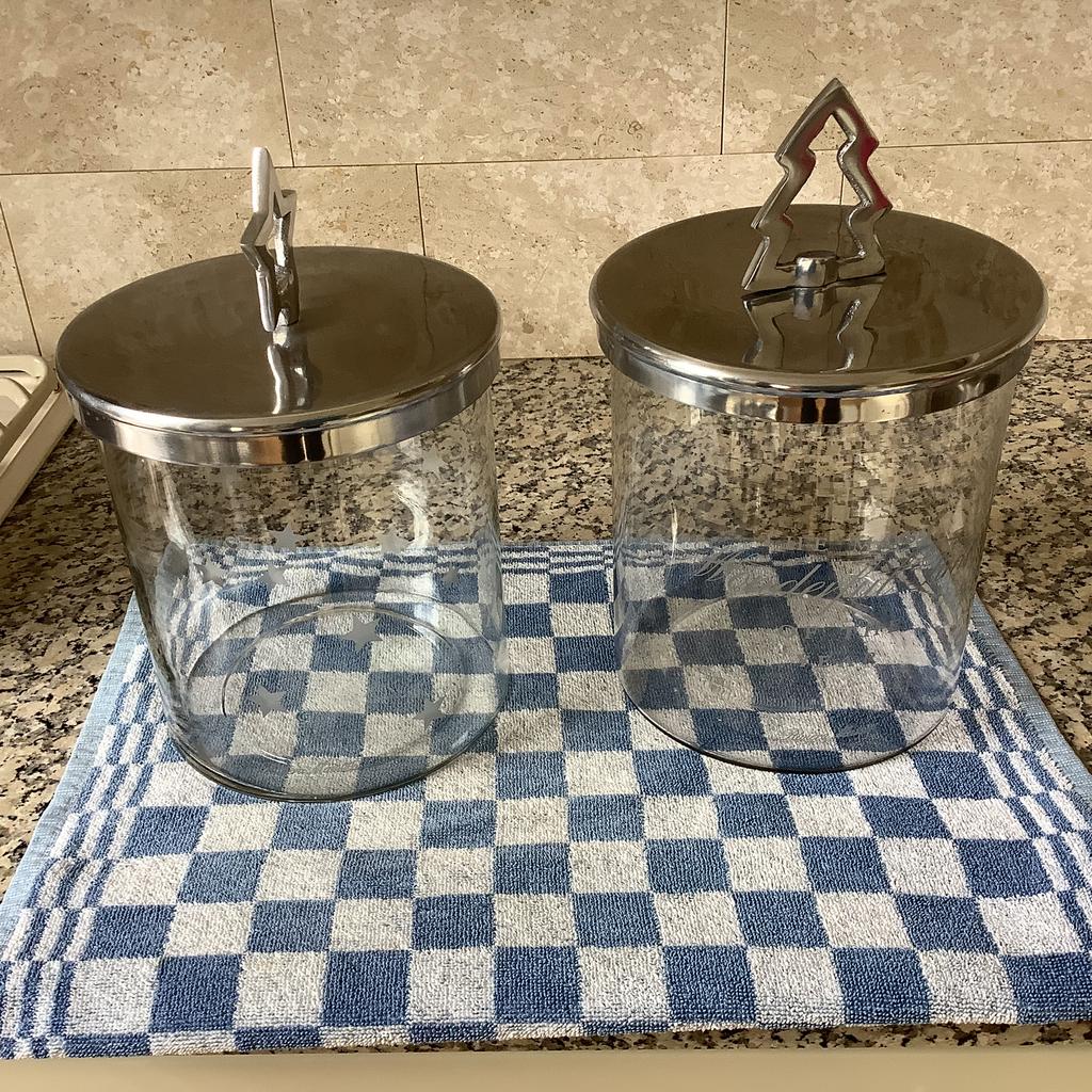 2 Glazen Potten Rivièra De Maison. Samen €15.00, Ophalen, Gebruikt
