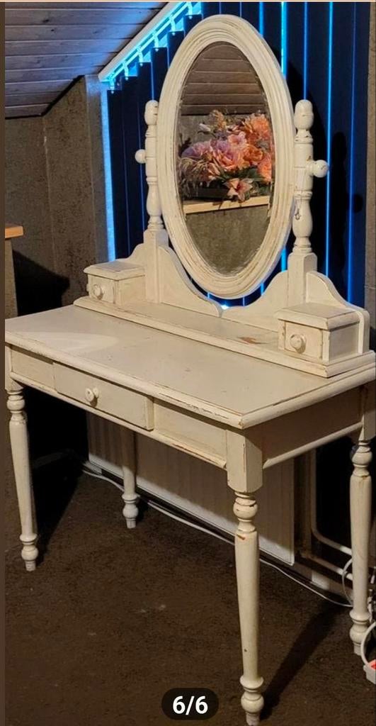 Brocante kaptafel met stoel, Ophalen, Gebruikt, 100 tot 150 cm, Minder dan 100 cm