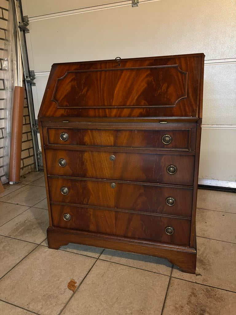 Mahonie Secretaire - Engels Stijl Meubel, Ophalen of Verzenden, Gebruikt
