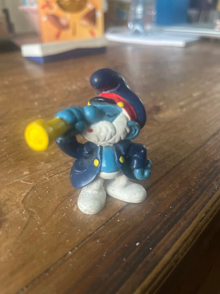 Kapitein Smurf Figuurtje - Vintage Smurfen Collectie, Verzamelen, Smurfen, Ophalen of Verzenden, Gebruikt, Overige Smurfen, Poppetje, Figuurtje of Knuffel