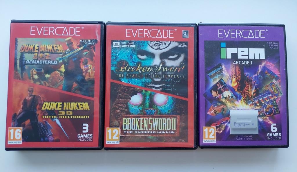Evercade Games: Duke Nukem, Broken Sword, Irem Arcade 1, Avontuur en Actie, Gebruikt, 1 speler, Ophalen of Verzenden