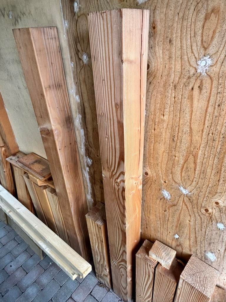 Douglas hout en zwart rabatdelen - over van bouwen veranda, Ophalen, Gebruikt, Overige typen, 300 cm of meer