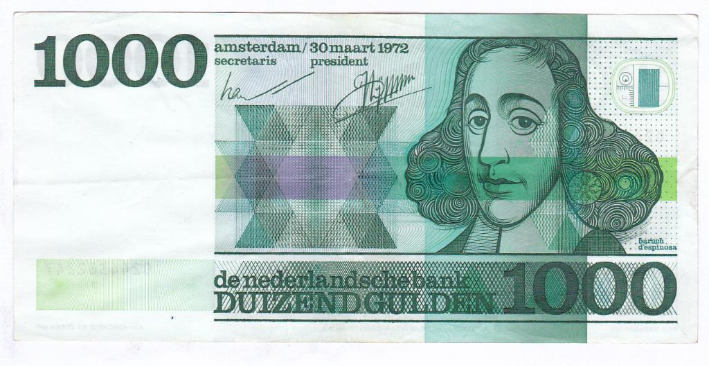 1000 gulden 1972 Spinoza voor 325 euro, Ophalen of Verzenden, 1000 gulden, Los biljet