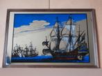 Grote spiegel VOC schip Hollandse schepen barspiegel 92x61, Ophalen, Gebruikt, Reclamebord