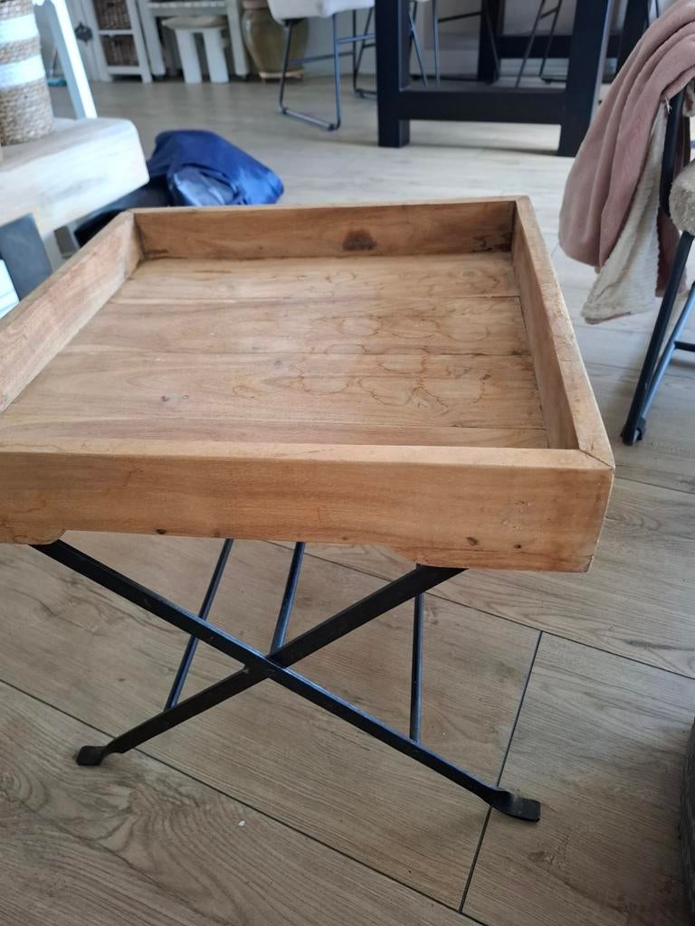 Bijzettafel / plantentafel met teakhouten dienblad, Ophalen
