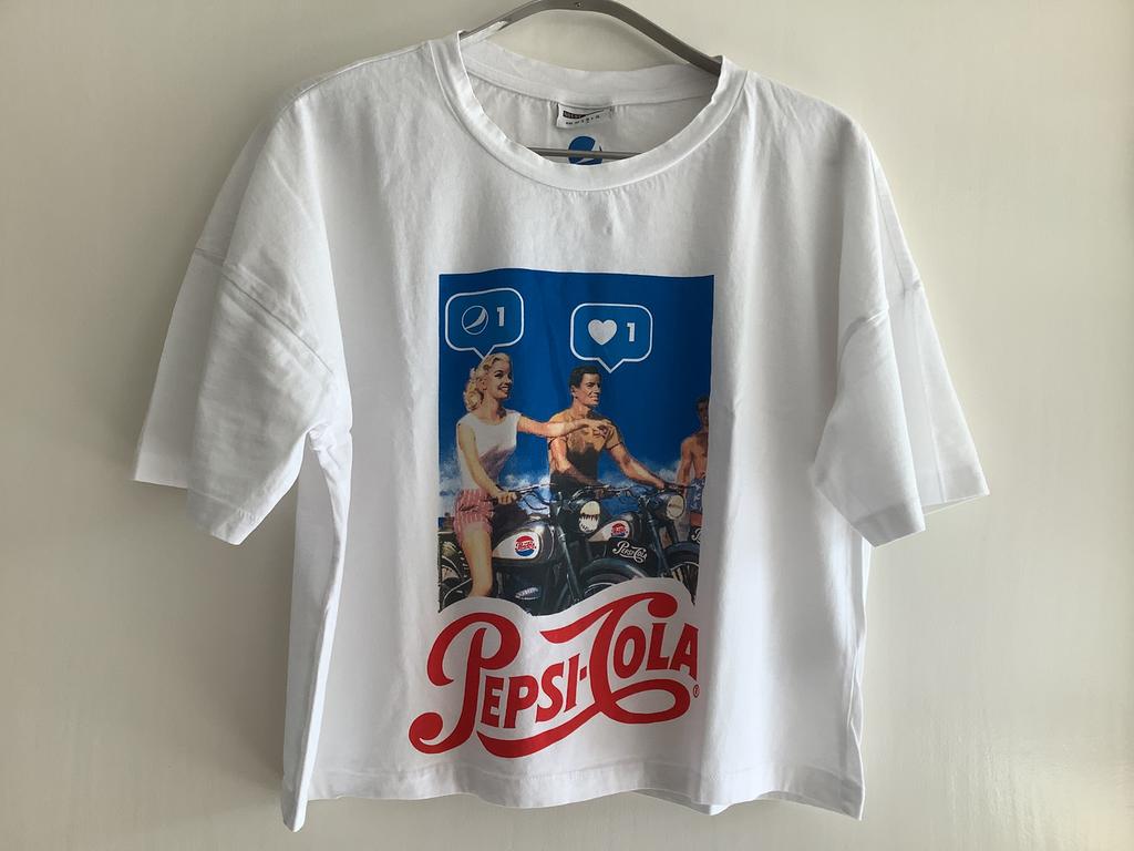 Noisy May Pepsi Cola crop top maat M, Maat 38/40 (M), Verzenden, Wit, Zo goed als nieuw