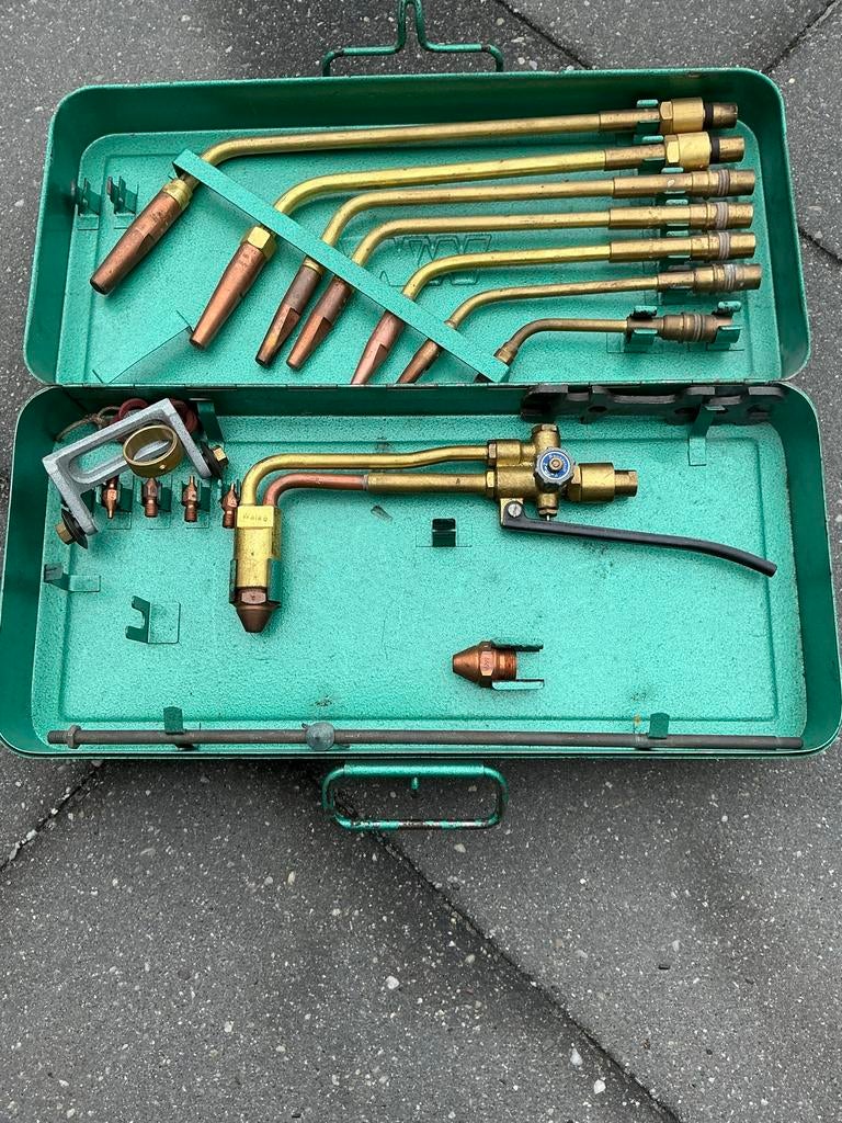 Set lasbranders en snijbrander in metalen koffer, Ophalen of Verzenden, Gebruikt