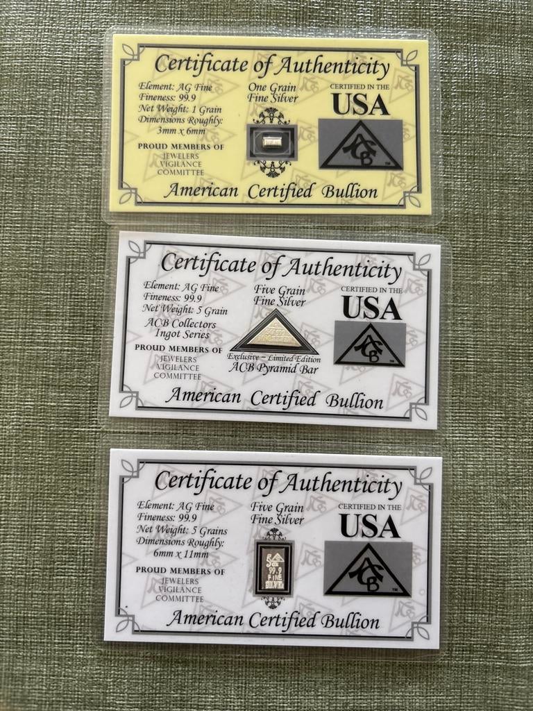 3x American Certified Bullion Zilveren Baartjes, Postzegels en Munten, Edelmetalen en Baren, Ophalen of Verzenden, Zilver