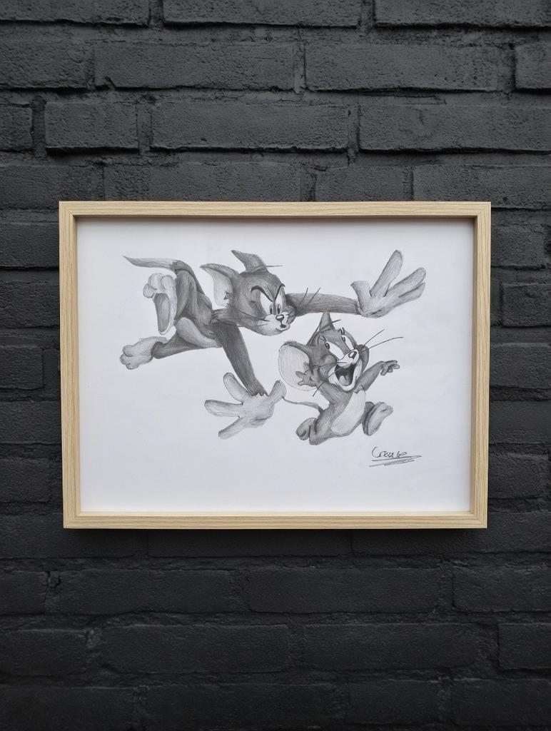 Originele potlood tekening Tom en Jerry, Antiek en Kunst, Kunst | Tekeningen en Foto's, Ophalen of Verzenden
