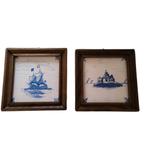 2 antieke tegeltjes in lijstjes van Tichelaar Makkum, Ophalen of Verzenden