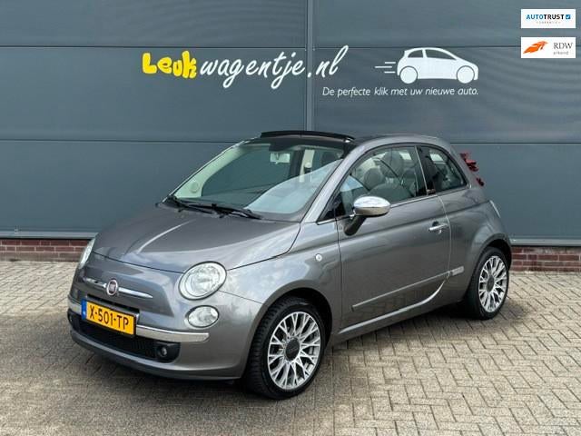 Fiat 500 C 1.2 Lounge Cabrio *velgen 16 inch *parkeersensor, Gebruikt, 4 cilinders, Cabriolet, Leder en Stof