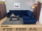 Luxe Blauw Velvet Hoekbank Refurbished - Gratis Bezorgd, Huis en Inrichting, Banken | Bankstellen, Ophalen of Verzenden, Zo goed als nieuw