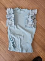 Lichtblauwe geribbelde top met ruches mouwen maat m, Maat 38/40 (M), Blauw, Ophalen of Verzenden, Korte mouw