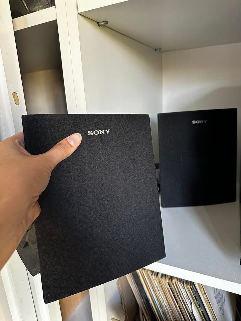 2 Sony boxen met standaard, Ophalen of Verzenden, Gebruikt, Front, Rear of Stereo speakers, Sony