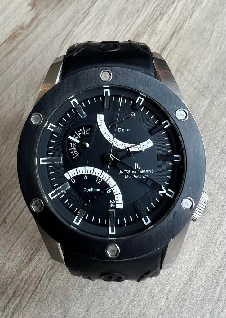 Jacques Lemans heren horloge, Ophalen of Verzenden, Zo goed als nieuw, Leer, Overige merken