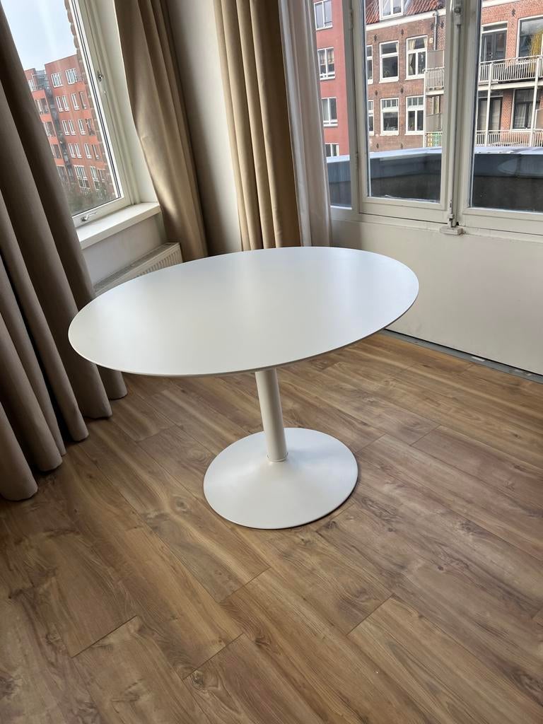 Witte ronde eettafel FonQ 110cm diameter, Huis en Inrichting, Ophalen, Kunststof, 100 tot 150 cm, Rond